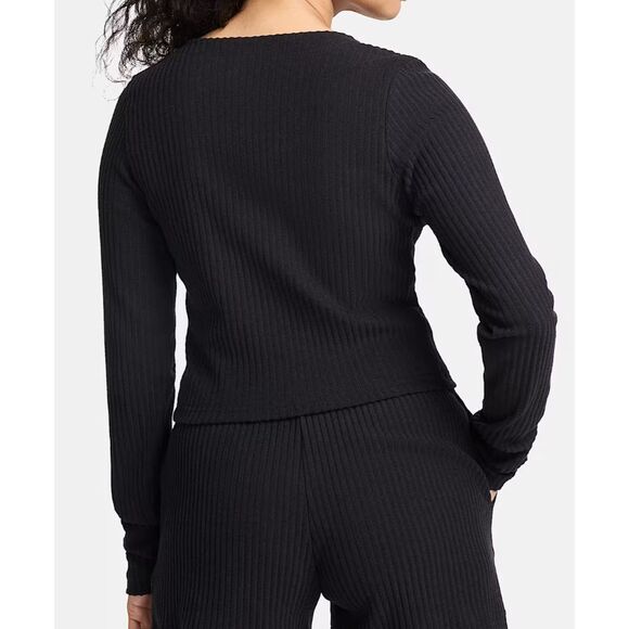 Nike FN3682-010 Women's Sz M Black Chill Rib Slim Fit Full-Zip Cardigan - Picture 10 of 13